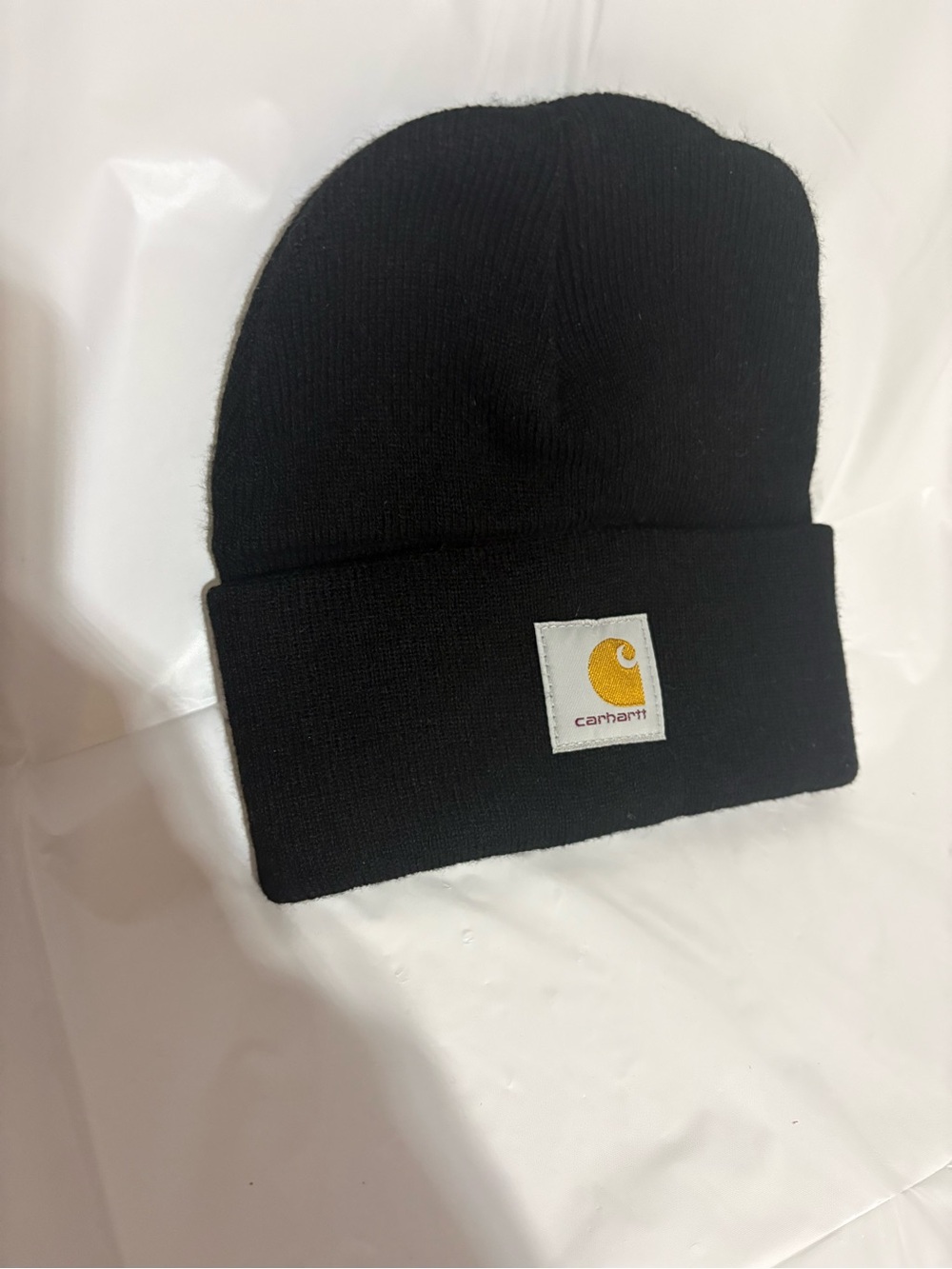 Carhartt Black Beanie with Yellow Logo Patch